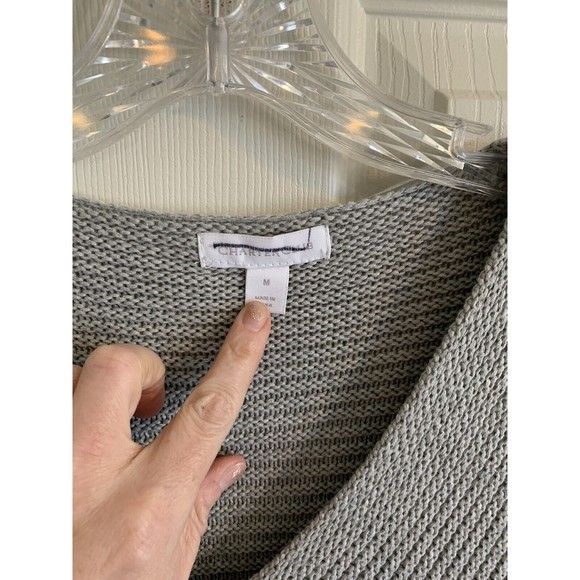 NWT $70 Charter Club Womens Gray Ribbed Long Sleeve V Neck Sweater Size Medium - Picture 5 of 12